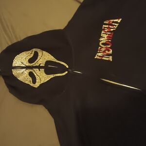 Black Hoodie with Gold Mask Design